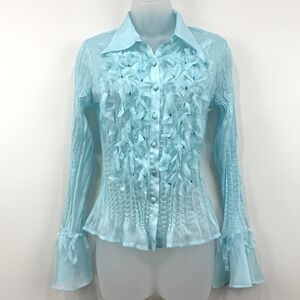 VTG Y2K MK Solo Top Womens S Turquoise Fairy Beaded Whimsical Hippie Festival